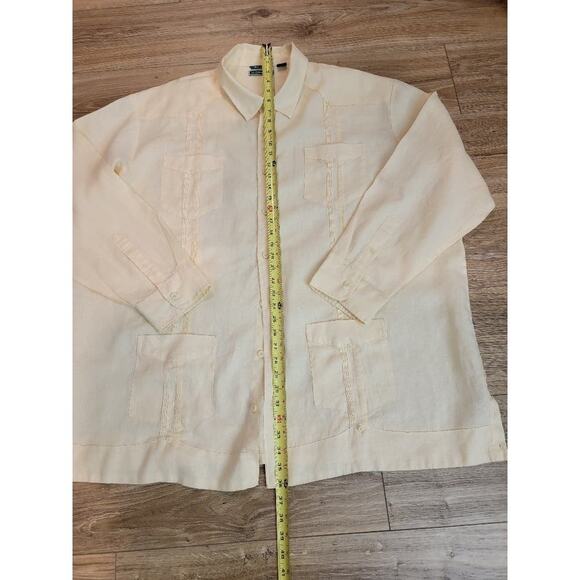 Cubavera Shirt Linen Men's 3XL Long Sleeve Button Down Creamy Yellow - Picture 9 of 11